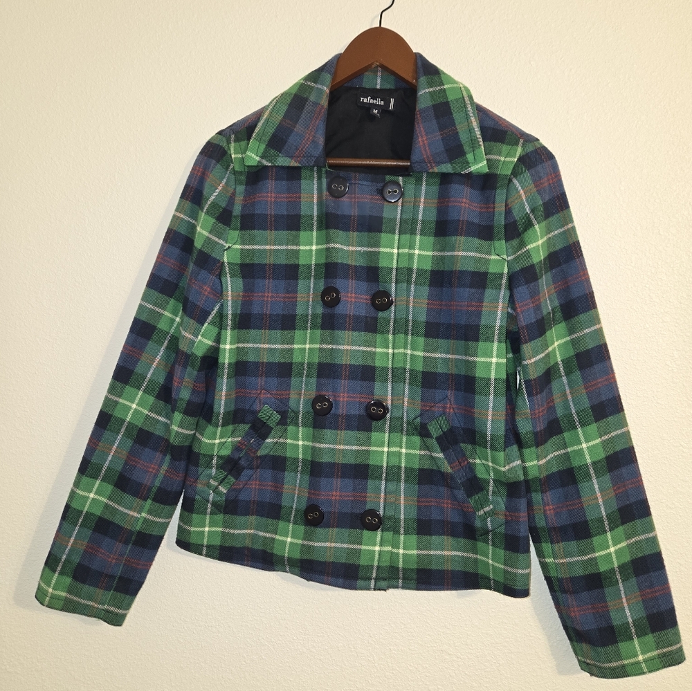 Rafaella Green and Blue Blazer Elegant Suit Jacket MEDIUM